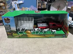 New Ray Country Life Farm 15pc Truck Trailer Cows Calves hay gates playset - Picture 1 of 4