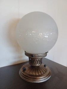 Vintage Frosted Cream Globe Ceiling Light Fixture Virden Lighting Made In USA - Picture 1 of 6