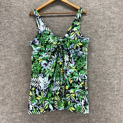 Trajes de baño para todos Traje de baño para mujer 20 Plus verde floral cuello en V sin mangas forrado Foto 1 de 4