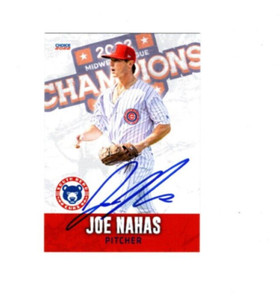 Joe Nahas 2022 South Bend Cubs MWL Champions autograph signed card Chicago