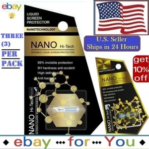 3x NANO Liquid Glass Screen Protector Samsung iPhone Universal Invisible Wipe-On - Picture 1 of 8
