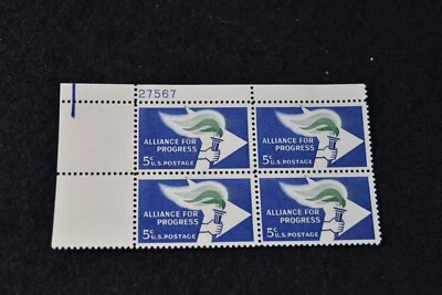 UNITED STATES 1963  ALLIANCE FOR PROGRESS S 1234   PLATE BLOCK 0F 4 w #S  MNH - Image 1 of 3