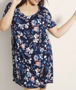 SOMA COOL NIGHTS SLEEPSHIRT fantasma floreale blu navy scoopneck taglia XL camicia da notte - Foto 1 di 5