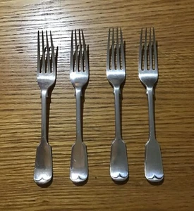 4 Antique silver plated Fiddleback forks EPNS Cooper Bros Sheffield EUC 17cm - Picture 1 of 6