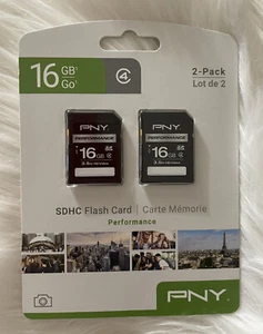 PNY 16GB Performance Class SDHC Card P-SDHC16G4X2-GE (2 PACK) Flash Cards (NEW) - Picture 1 of 3