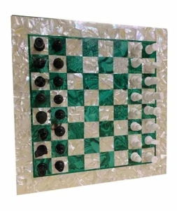 12" Queen's Gambit Marble Chess Set Game Unique Handmade Decorative Mop Inlaid - Picture 1 of 5