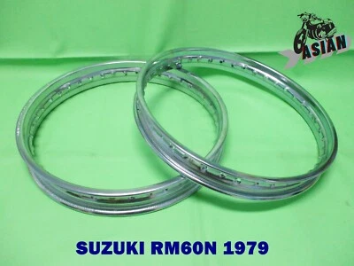 Fit  SUZUKI RM60N 1979  Front & Rear Chrome Steel Wheel Rim   **as1921** Foto 1 de 4