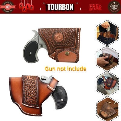 TOURBON Leather Pocket Holster Fit .22 NAA /.38 Derringer Barrel Revolver Case - Image 1 of 4