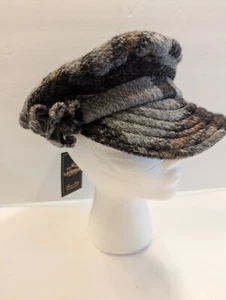 NWT LaFenice Womens Wool Blend Newsboys Hat Brimmed Slouchy Gray Black Italy - Picture 1 of 11