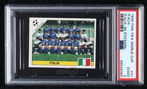 1990 Panini Italia '90 Album Stickers Italy Italia #41 PSA 2