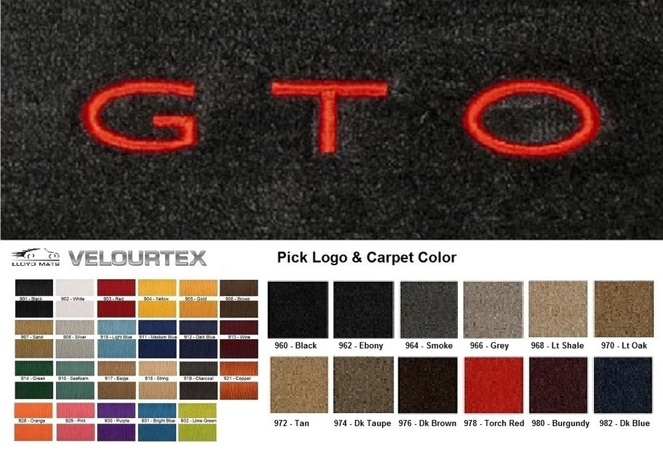 Lloyd Mats Velourtex Pontiac GTO Custom Embroidered Front Floor Mats (1966-1967) Foto 1 de 4