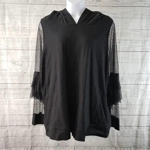 Livi Lane Bryant Womens Hoodie Pullover Sz 26/28 Black Mesh Sleeves - Picture 1 of 6