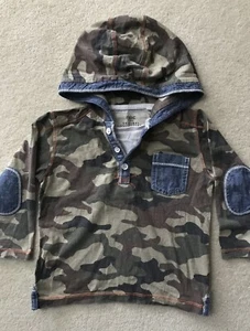 Baby Boys NEXT 18-24 Months Green Camouflage Long Sleeved Hooded T-shirt Top - Picture 1 of 6