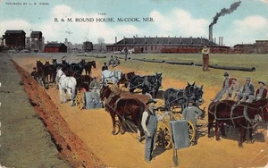 1908 McCook Nebraska NE B & M Round House Burlington Missouri River Railroad PC - Picture 1 of 2