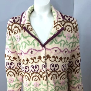 Maglione cardigan donna Storybook Knits stampa all over piccolo bottoni avorio - Foto 1 di 14