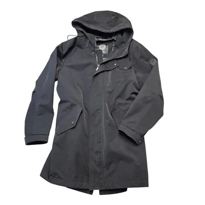 Vince Camuto Women's Black Hooded Anorak Raincoat Jacket Mid-Length - Image 1 of 4