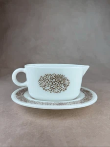 Barco con salsa marrón Pyrex Woodland vintage y bandeja de goteo Mod MCM 1970s - Imagen 1 de 11