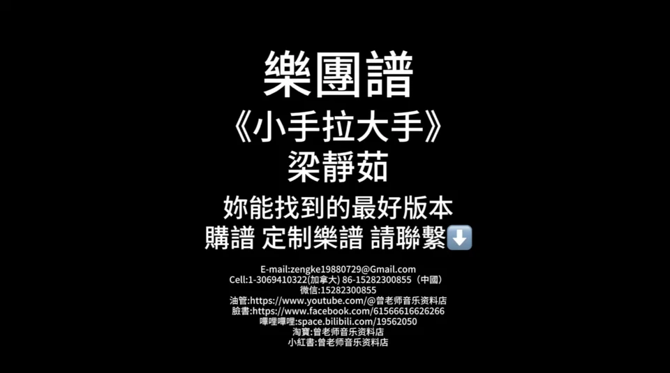 《小手拉大手》梁靜茹還原度99%樂團譜「圖片右滑有1分鐘試聽」PDF(總譜+分譜)、音頻(總音頻+單��� Foto 1 de 1