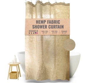 Cortina de ducha de tela de cáñamo orgánico - perfecta para duchas de bañera, baño y puesto - Imagen 1 de 7