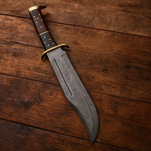 Jagdmesser Damaststahl Handgeschmiedete Damast Bowie messer mit Lederscheide EDC - Picture 1 of 5