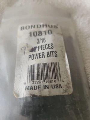  Bondhus 10810 Ball End Allen Hex Bit 3/16" ProGuard Finish 9 piece - Image 1 of 4