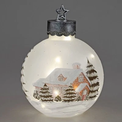 LED decorative object ball winter landscape H. 34 cm white glass Formano W25 - Image 1 of 3