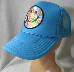 Otto Collection Men's Colorful Smiley Face Trucker Cap Hat Mesh Snap Back Blue - Picture 1 of 7