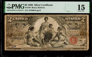 2 $ 1896 Silber Zertifikat Fr. 248 EDUCATIONAL DEUCE Science Presenting PMG Ch Fine 15 - Bild 1 von 2