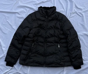 Nautica Puffer Jacket Black Women’s XL Logo Full Zip Faux Fur Trim - Picture 1 of 5