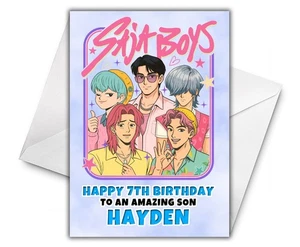 SAJA BOYS Personalised Birthday Card - KPop Demon Hunters Greetings - Picture 1 of 2