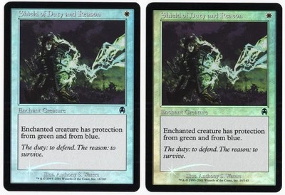 Shield of Duty and Reason x2 2x 2001 Apocalypse FOIL White Enchantment MTG NM A1 - Image 1 of 2
