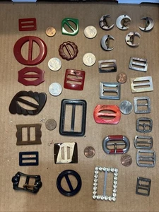 Hebillas de cinturón mujer ART NOUVEAU & DECO ERA LOTE DE 30 BAQUELITA, DIAMANTES DE IMITACIÓN Más - Imagen 1 de 14