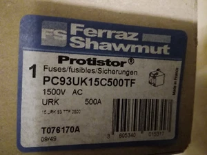 Ferraz Shawmut Protistor® PC93UK15C500TF Semiconductor Protection Fuse 1500V AC - Bild 1 von 3
