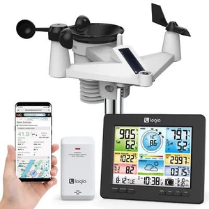 Logia 7-in-1 Wi-fi Weather Station, Weather Monitoring W/ Solar Panel & Sensors - Picture 1 of 7