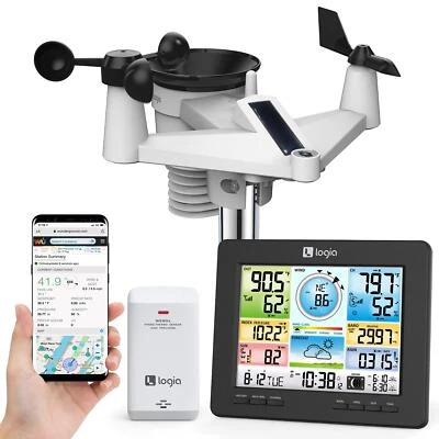 Logia 7-in-1 Wi-fi Weather Station, Weather Monitoring W/ Solar Panel & Sensors - Image 1 of 4