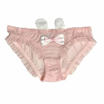 Ropa interior de encaje de lolita con moño de dibujos animados orejas de conejo bragas lencería calzoncillos de malla Foto 1 de 4
