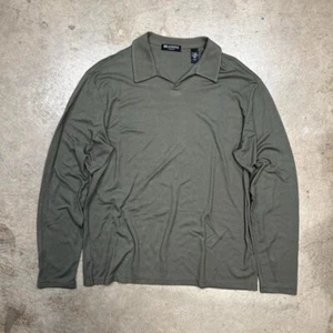 Vintage Brandini Long Sleeve Polo shirt green large buttonless - Picture 1 of 4