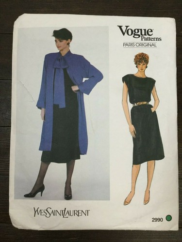 SAINT LAURENT (YSL) Giacca gonna top Vogue 2990 Paris originale Yves Saint Laurent vintage anni 80 taglia 12 UC