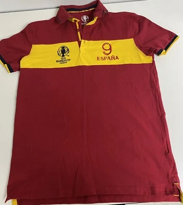 UEFA Euro 2016 France Red Yellow Espana Short Sleeve Polo Jersey Youth Large #9 - Image 1 of 4