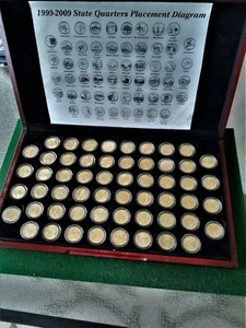 Full Set of 56 1999-2009 State and Territories Quarters, all layered in gold. - Picture 1 of 5