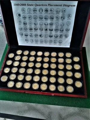Full Set of 56 1999-2009 State and Territories Quarters, all layered in gold. - Image 1 of 4