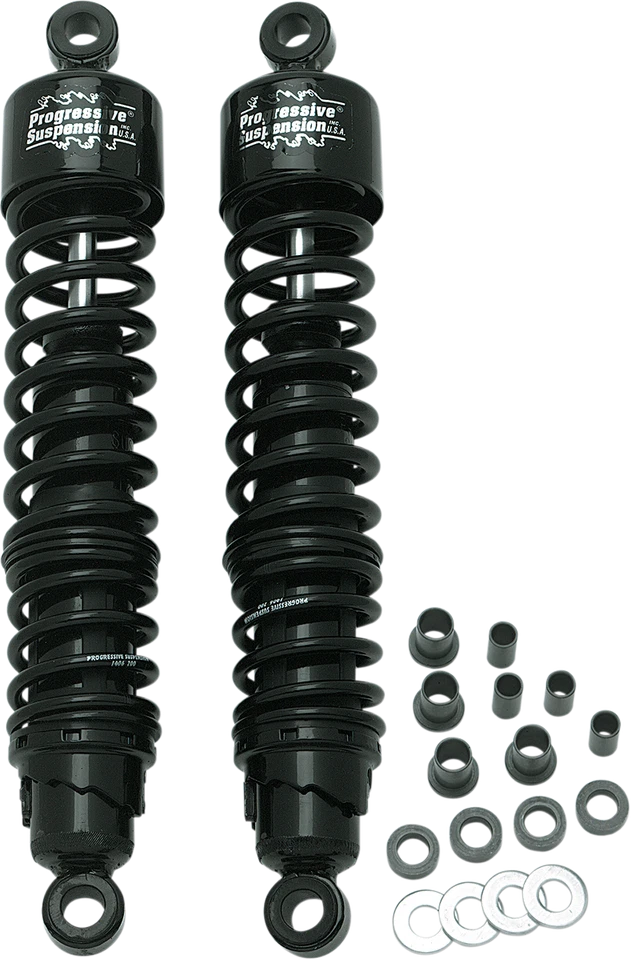 Amortiguadores traseros de suspensión progresiva negros serie 413 1986-19 Harley Sportster 15" Foto 1 de 1