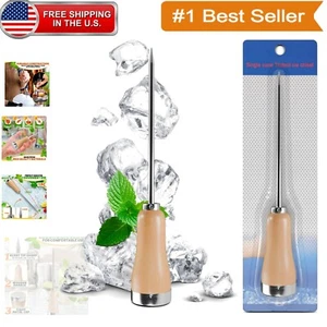 Premium Stainless Steel Ice Pick with Wooden Handle - 8.43 Inch Kitchen Tool - Picture 1 of 11