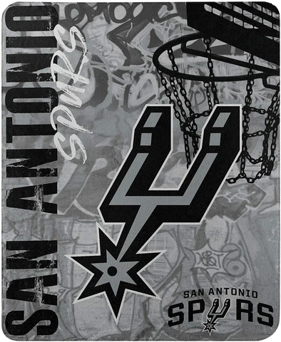 SAN ANTONIO SPURS Blanket Fleece Throw HARD KNOCK DESIGN NBA NEW NWT Cover