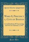 Ward 8, Precinct 1, City of Boston List of Residen