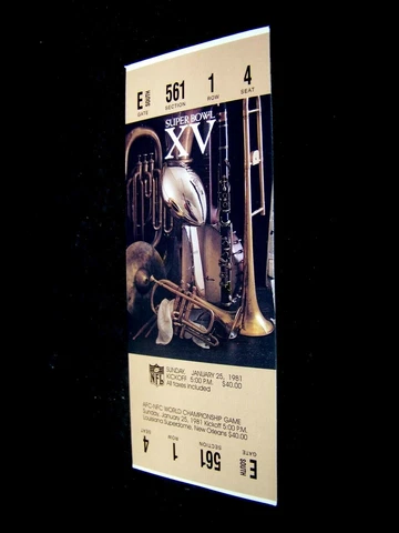 SB Super Bowl 15 XV replica commemorative Oakland Raiders Eagles ticket w/ score Cover