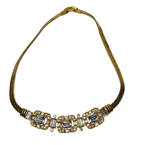Vtg GIVENCHY Paris New York Chunky Statement Necklace Gold Toned Choker Signed - Picture 1 of 10