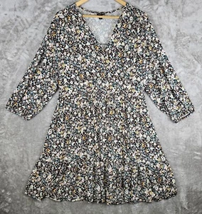 Torrid Tiered XL Sz 1 Dress Floral Fall Faux Wrap 3/4 Sleeve Knee Length Stretch - Picture 1 of 9