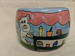 Coyne's Co. Hand painted Dog Bowl - "Hot Diggity Dogs" - Picture 1 of 4
