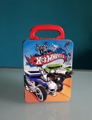"Hot Wheels", 2012,"Mattel", scatola di latta vota per 18 macchine, 14,5 x 19 cm - Immagine 1 di 4